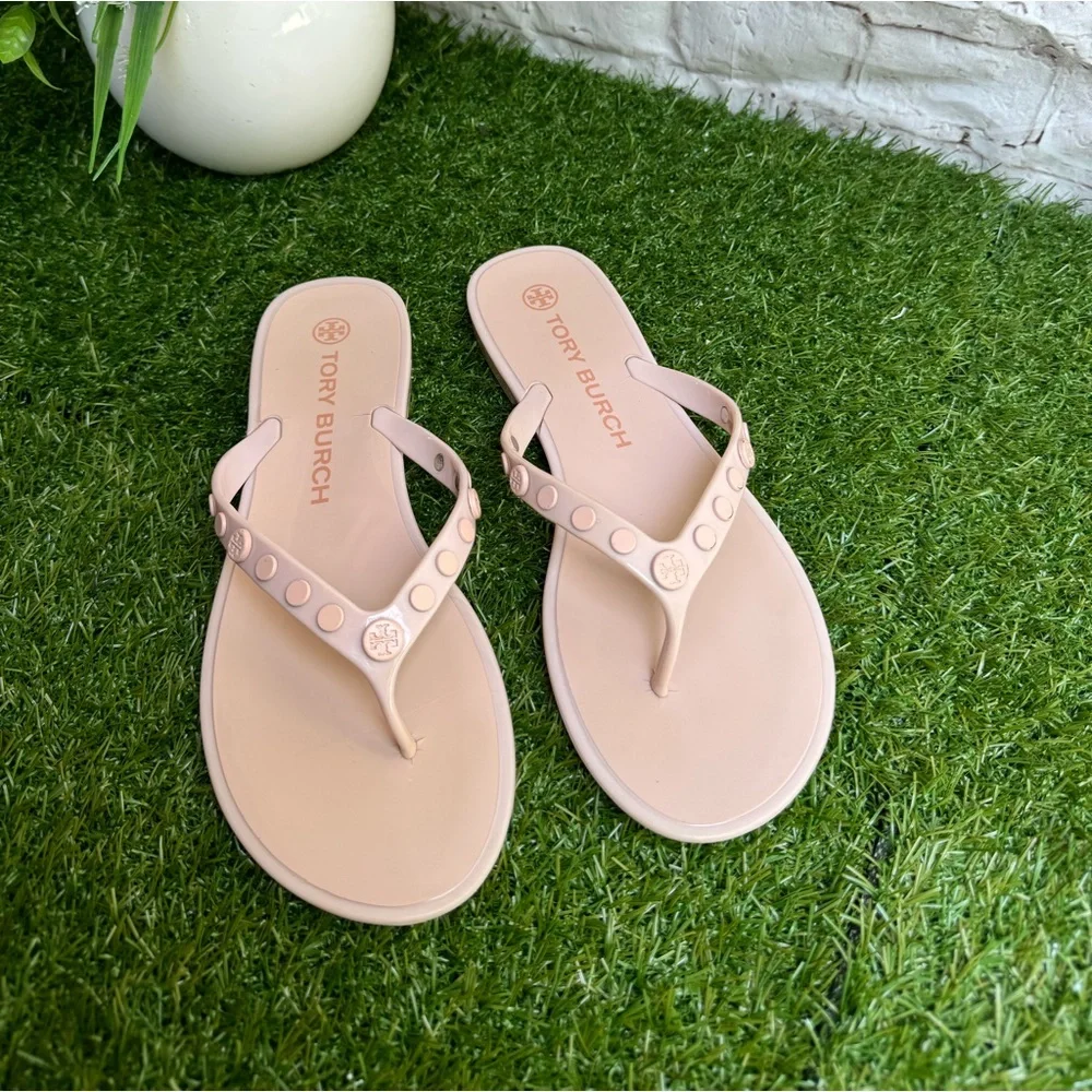 TORY BURCH Studded Jelly Sandals pink rose Size 8